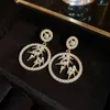 Dangle Earrings Elegant Pearl Bamboo Leaf Round Drop For Women French Vintage Temperament Party Jewelry