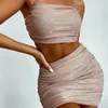 Röcke 2024 Frühling und Sommer Tube Top Rock Zweiteiler Mode Sexy Sling Split Kurze gewickelte Brust Anzug Damenbekleidung