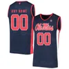 Ole Miss Rebels Basketball College 2 TJ Caldwell Jersey 4 Jaemyn Brakefield 25 Rashaud Marshall 7 Allen Flanigan 11 Matthew Murrell 5 Jaylen Murray Mans Jeune Femme