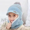 Kinderen Jongen Meisje Herfst Winter Gebreide Sjaal Gehoorbescherming Wollen Muts Warm Verdikte Outdoor Sport Gezicht Cover Skullies Mutsen 240124