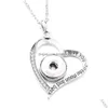 Colliers pendentifs Noosa Snap Button Pendentif Collier Love You To The Moon and Back Heart Crystal Chunks Simple Sier Color Fit 18Mm Mais Dhmnl