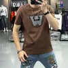 T-shirt da uomo Estate Nuovo Minimalista Lettera Girocollo Camicia a maniche corte Top in cotone mercerizzato Tendenza moda Abbigliamento maschile 7XL