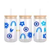 Gift Wrap Blue Eye Of Evil Pattern UV DTF Transfer Sticker Waterproof Transfers Decals For 16oz Glass Cup Stickers