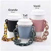 Drinkware Handle Pu Leather Cup Holder Portable Glass Bottle Case Eco-Friendly Coffee Cups Bag Detachable Chain Bottles Er For Drop D Dhcvt