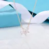 New T Diamond Flower Cluster Necklace Hexagram Diamond Design, White Copper Plated 18K Real Gold Designer Necklace Simple Personalized Style with Dust Bag and Box