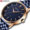 Montres à Quartz de mode pour hommes CURREN nouvelle montre pour hommes en acier inoxydable bracelet horloge mâle bleu montre-bracelet casual affaires Watch248t