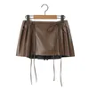 Skirts Harajuku Skirt Kawaii Y2k Clothes Faux Leather For Woman Black Mini PU High Waist Pleated With Shorts