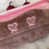 Sacs à cosmétiques gâteau aux cerises, mignon stylo en peluche de grande capacité pour étudiants, boîte Kawaii de maquillage Patchwork broderie pour filles