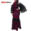 Ethnische Kleidung Afrikanisches Kleid Stil Frauen Sexy Party Lange Patchwork Schwarz Chiffon Kleidung Für Frauen Plus Vestidos WY1883