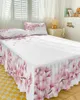 Bed Skirt Pink Flower Cherry Blossoms White Elastic Fitted Bedspread With Pillowcases Mattress Cover Bedding Set Sheet