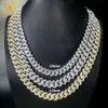 S Sterling com Iced Out 2Row 12Mm Vvs Diamond Chain Link Moissanite Colar Cubano