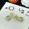 Loews Earrings Designer Original Quality Luxury Fashion Women Charm New Water Diamond Ear Studs With Square Line Design Earrings 925 Pins Do Not Fade