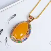 Pendants Natural Jade Droplet Shaped Pendant Necklace For Woman Yellow Chalcedony Charm Ethnic Style Luxury Jewelry Accessories Wholesale