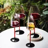 Gobelet à vin en cristal à tige tirée rouge, 2 pièces, tasse de dégustation en verre de personnalité faite à la main, pour Bar à domicile, fête de mariage, utilisation 240127