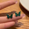 Orecchini posteriori semplici clip a farfalla vintage per donne polsino auricolare per gioielli in smalto verde carino non forato