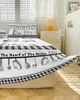 Jupe de lit, ustensiles de cuisine, couvre-lit élastique à carreaux avec taies d'oreiller, housse de protection, ensemble de literie, drap