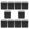 Storage Bottles 10 Pcs Tinplate Small Square Portable Metal Can Set 10pcs (black) Gift Boxes Loose Tea Tins Leaves Case Iron Cookie With