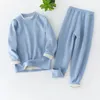 Criança crianças roupa interior térmica pijamas sólido inverno quente lounge menino menina casual pijamas crianças quentes pijamas meninos roupas 240118