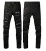 Purple Fashion Designer Jeans Mens Long Ripped Straight Leg Ordinary Washed to Do Old Faded Torn Spring and Autumn New Splicing Graffiti4i19