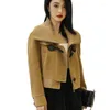 Women's Jackets Small Fragrance Lapel Mink Velvet Coat Cardigan Female Knitted Woolen Long Sleeve 2024 Spring Korean Chic Solid Tops