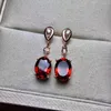 Dangle Earrings Fashion Natural Red Garnet Drop Gem Stone Water Round 925 Silver Female Party Jewelry