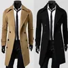 Outono inverno longo trench coat duplo breasted cor sólida comprimento médio à prova de vento grosso britânico fino jaqueta gabardina hombre 240124