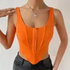 Tanks pour femmes 2024 Été Sexy Femme Orange Corset Cropped Top Dos Nu Court Réservoir Casual Vêtements Élégants Gilet Party Streetwear Camis