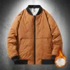 Yellow Bomber Jackets Men Autumn Winter Thicken Fleece Lined Warm Coats Casual Cotton Padded Clothing For 240124