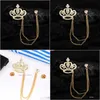 Pins, Brooches Golden Fl Diamonds Large Crown Modeling Mens Formal Wear Clothing Accessories To Attend The Party Bright Fashion Must- Dhcsn