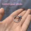 Rings Rose Flower Photo Custom Projection Ring met uw foto Familie Geheugen Geschenk honden Projectie Rings Valentijnsdag Gift