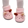 First Walkers Baby Fleece Slippers Soft Anti-Slip Animal Booties Winter Warm Infant Walker Crib Shoes