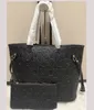 Mm storlek 40156/m40995 lyxdesigner väska naverfull präglad svart blomma kvinnor handväskor axelväskor mode komposit lady clutch tote väska kvinnlig handväska plånbok