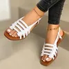 Sandaler Summer Women Hollow Flat Roman Slip-On Back Strap Open Toe Casual Beach Ladies Shoes Outdoor Large Size