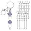 Keychains 12Piece Beadable Keychain Bars For Beads Blank Metal Beaded Jewelry Making Kit Kids