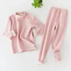 Criança crianças roupa interior térmica pijamas sólido inverno quente lounge menino menina casual pijamas crianças quentes pijamas meninos roupas 240118