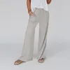 Women's Pants Linen Summer Palazzo Flowy Textu Yoga Tall Wide Leg For Women Soft Cotton