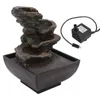 Tisch-Wasserbrunnen, langlebiges Harz, 4 Ebenen, LED-Licht, Wasserfall-Sound, Schreibtisch mit Pumpe, Büro-Desktop-Ornament, Heimdekoration 240123