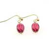 Dangle Earrings Miasol Trendy Stainless Steel Faceted Oval Crystal Drop Hook For Women Ear Piercing Jewelry Bijoux
