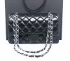 Sacs de soirée Sac carré pour femmes en cuir véritable moyen caviar agneau matelassé sac à main petit double rabat noir sac à bandoulière de luxe designer maxi chaîne sangle sac à main