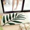 Honlaker Green Leaves Flocking Bath Mat Nonslip Absorbent Microfiber Bathroom Rug Home Entrance Door Super Soft Carpet 240122