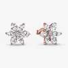 Oorbellen sprankelende sneeuwvlok schietende ster 925 Sterling Silver Stud -oorbellen voor vrouwen Brilliance Lab Created Diamond Mask Flower Cluster