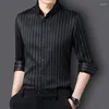 Men's Dress Shirts Luxury Men Striped Long Sleeve Formal Business Clothes Big Size Non-iron Casual Slim Fit Social Blouse Male