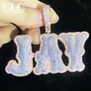 CUC Custom Double Letter Name Pendant With Iced Out Zirconia Gold Silver Color Halsband Män Kvinnor Hip Hop Jewelry 240119