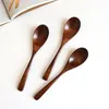 Spoons 20 4CM Wooden Spoon Soup And Fork Eco Friendly Products Tableware Natural Ellipse Ladle Set For Cooking