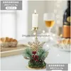 Candle Holders New Christmas Golden Iron Candle Holder Snowflake Candlestick Decorations For Home 2022 Xmas Table Ornaments Year 2023 Dh35I