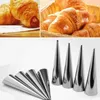 Baking & Pastry Tools 12pcs High Quality Conical Tube Cone Roll Moulds Stainless Steel Spiral Croissants Molds Cream Horn Cake Bre287V