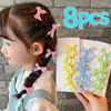 Accessoires de cheveux 8pcs Sweet Plaid Bow Clip Filles Enfants Candy Couleur Bowknot Ruban Épingles à cheveux Barrettes Mignon Kawii Handmade Headwear Grips