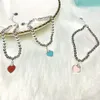 Diseñador Amor Pulseras con dijes Plata esterlina Azul Rosa Rojo Corazón Pulsera Accesorios de joyería para fiesta Regalo para novia sin B239q