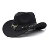 Basker Leathers Band Cowboy Hat Western Jazzs Party Felt Woman Cowgirl