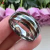 Bands Menband Fashion 8mm med Multicolor Opal och Koa Wood Inlay Men Kvinnor Kuped Polished volfram Wedding Band Ring Comfort Fit